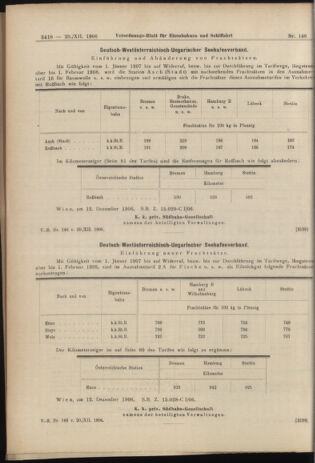 Verordnungs-Blatt für Eisenbahnen und Schiffahrt: Veröffentlichungen in Tarif- und Transport-Angelegenheiten 19061220 Seite: 8