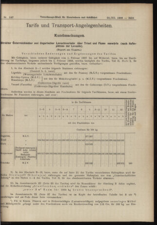 Verordnungs-Blatt für Eisenbahnen und Schiffahrt: Veröffentlichungen in Tarif- und Transport-Angelegenheiten 19061222 Seite: 9