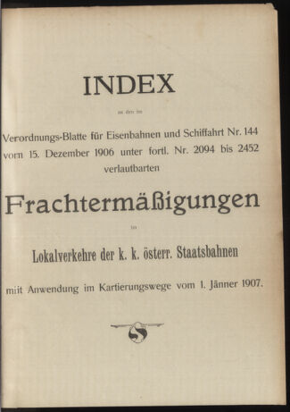 Verordnungs-Blatt für Eisenbahnen und Schiffahrt: Veröffentlichungen in Tarif- und Transport-Angelegenheiten 19061229 Seite: 101