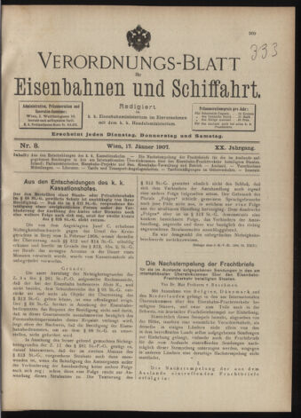 Verordnungs-Blatt für Eisenbahnen und Schiffahrt: Veröffentlichungen in Tarif- und Transport-Angelegenheiten 19070117 Seite: 1