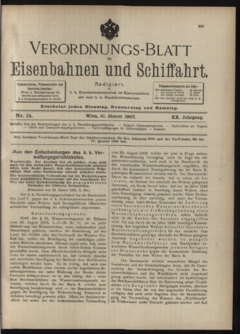 Verordnungs-Blatt für Eisenbahnen und Schiffahrt: Veröffentlichungen in Tarif- und Transport-Angelegenheiten 19070131 Seite: 1