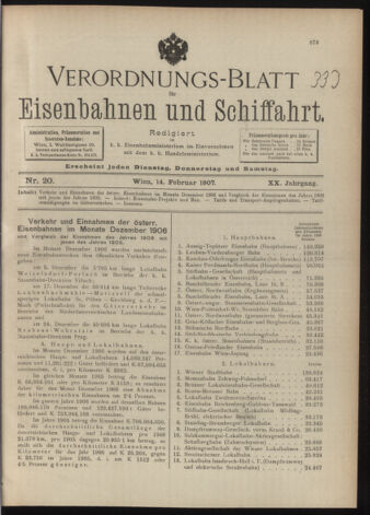 Verordnungs-Blatt für Eisenbahnen und Schiffahrt: Veröffentlichungen in Tarif- und Transport-Angelegenheiten 19070214 Seite: 1