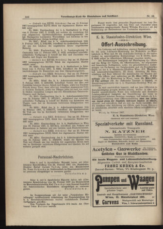 Verordnungs-Blatt für Eisenbahnen und Schiffahrt: Veröffentlichungen in Tarif- und Transport-Angelegenheiten 19070228 Seite: 6