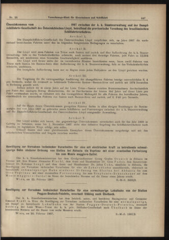 Verordnungs-Blatt für Eisenbahnen und Schiffahrt: Veröffentlichungen in Tarif- und Transport-Angelegenheiten 19070305 Seite: 7