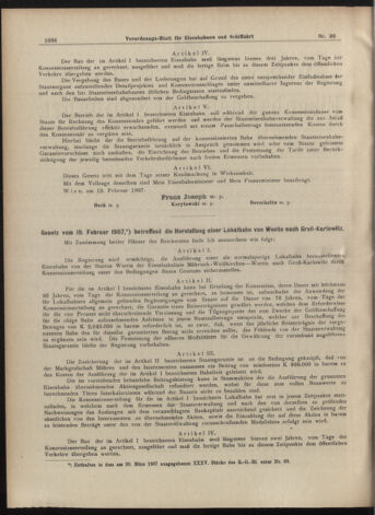 Verordnungs-Blatt für Eisenbahnen und Schiffahrt: Veröffentlichungen in Tarif- und Transport-Angelegenheiten 19070323 Seite: 2