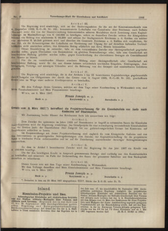 Verordnungs-Blatt für Eisenbahnen und Schiffahrt: Veröffentlichungen in Tarif- und Transport-Angelegenheiten 19070323 Seite: 9