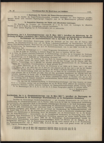 Verordnungs-Blatt für Eisenbahnen und Schiffahrt: Veröffentlichungen in Tarif- und Transport-Angelegenheiten 19070328 Seite: 11