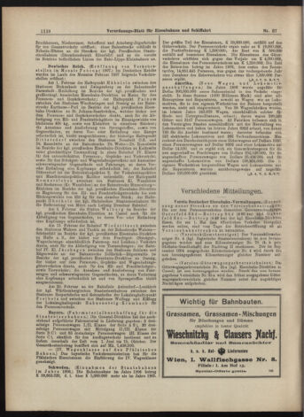 Verordnungs-Blatt für Eisenbahnen und Schiffahrt: Veröffentlichungen in Tarif- und Transport-Angelegenheiten 19070328 Seite: 14