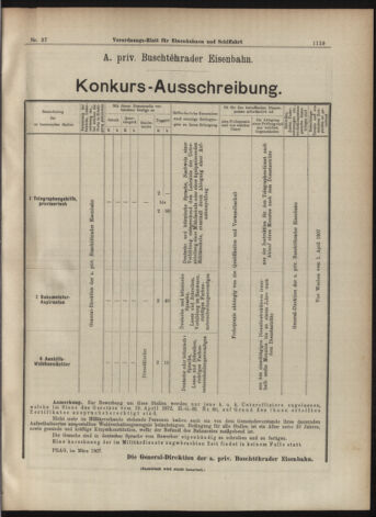 Verordnungs-Blatt für Eisenbahnen und Schiffahrt: Veröffentlichungen in Tarif- und Transport-Angelegenheiten 19070328 Seite: 15