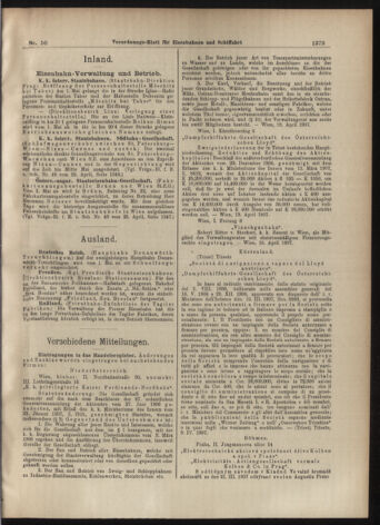 Verordnungs-Blatt für Eisenbahnen und Schiffahrt: Veröffentlichungen in Tarif- und Transport-Angelegenheiten 19070430 Seite: 3