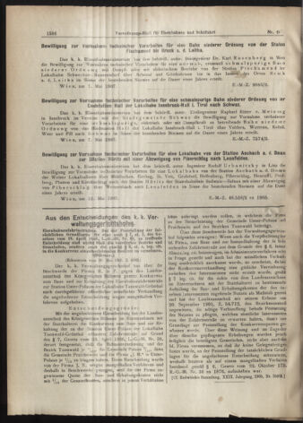 Verordnungs-Blatt für Eisenbahnen und Schiffahrt: Veröffentlichungen in Tarif- und Transport-Angelegenheiten 19070525 Seite: 2