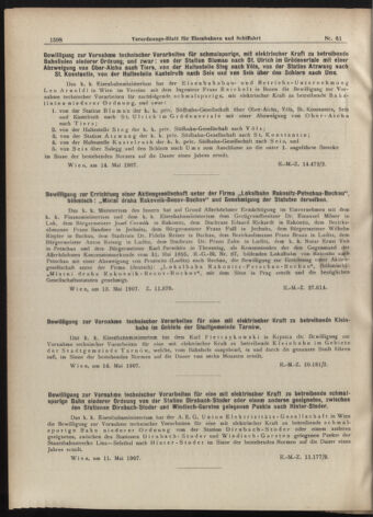 Verordnungs-Blatt für Eisenbahnen und Schiffahrt: Veröffentlichungen in Tarif- und Transport-Angelegenheiten 19070528 Seite: 2