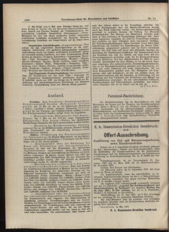 Verordnungs-Blatt für Eisenbahnen und Schiffahrt: Veröffentlichungen in Tarif- und Transport-Angelegenheiten 19070528 Seite: 6