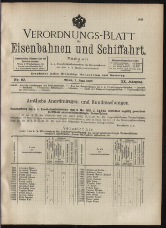 Verordnungs-Blatt für Eisenbahnen und Schiffahrt: Veröffentlichungen in Tarif- und Transport-Angelegenheiten 19070601 Seite: 1