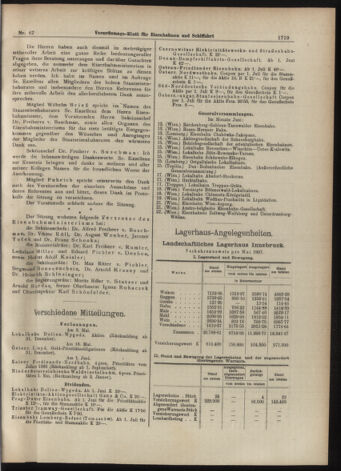 Verordnungs-Blatt für Eisenbahnen und Schiffahrt: Veröffentlichungen in Tarif- und Transport-Angelegenheiten 19070611 Seite: 27