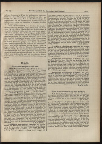 Verordnungs-Blatt für Eisenbahnen und Schiffahrt: Veröffentlichungen in Tarif- und Transport-Angelegenheiten 19070622 Seite: 15