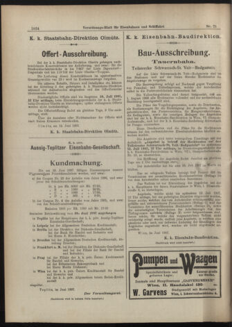 Verordnungs-Blatt für Eisenbahnen und Schiffahrt: Veröffentlichungen in Tarif- und Transport-Angelegenheiten 19070625 Seite: 8