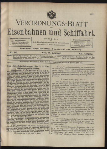 Verordnungs-Blatt für Eisenbahnen und Schiffahrt: Veröffentlichungen in Tarif- und Transport-Angelegenheiten 19070725 Seite: 1