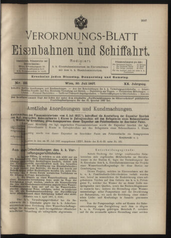 Verordnungs-Blatt für Eisenbahnen und Schiffahrt: Veröffentlichungen in Tarif- und Transport-Angelegenheiten 19070730 Seite: 1