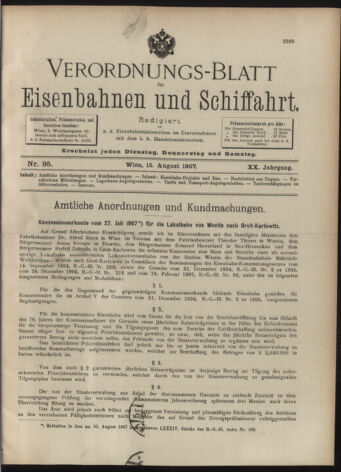 Verordnungs-Blatt für Eisenbahnen und Schiffahrt: Veröffentlichungen in Tarif- und Transport-Angelegenheiten 19070815 Seite: 1