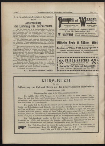 Verordnungs-Blatt für Eisenbahnen und Schiffahrt: Veröffentlichungen in Tarif- und Transport-Angelegenheiten 19070829 Seite: 8