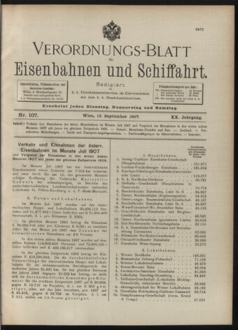 Verordnungs-Blatt für Eisenbahnen und Schiffahrt: Veröffentlichungen in Tarif- und Transport-Angelegenheiten 19070912 Seite: 1