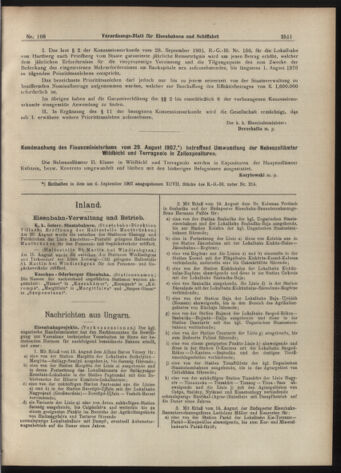 Verordnungs-Blatt für Eisenbahnen und Schiffahrt: Veröffentlichungen in Tarif- und Transport-Angelegenheiten 19070914 Seite: 11