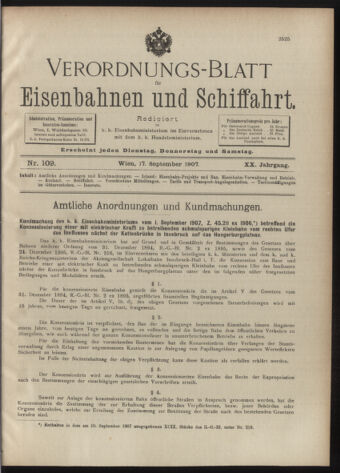 Verordnungs-Blatt für Eisenbahnen und Schiffahrt: Veröffentlichungen in Tarif- und Transport-Angelegenheiten 19070917 Seite: 1