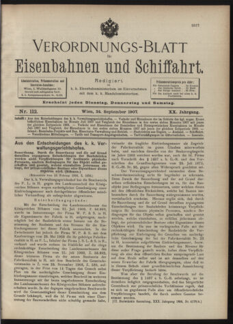 Verordnungs-Blatt für Eisenbahnen und Schiffahrt: Veröffentlichungen in Tarif- und Transport-Angelegenheiten 19070924 Seite: 1