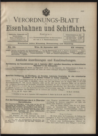 Verordnungs-Blatt für Eisenbahnen und Schiffahrt: Veröffentlichungen in Tarif- und Transport-Angelegenheiten 19070928 Seite: 1