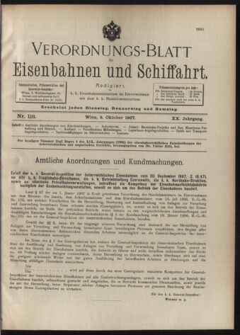 Verordnungs-Blatt für Eisenbahnen und Schiffahrt: Veröffentlichungen in Tarif- und Transport-Angelegenheiten 19071008 Seite: 1