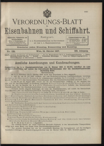 Verordnungs-Blatt für Eisenbahnen und Schiffahrt: Veröffentlichungen in Tarif- und Transport-Angelegenheiten 19071024 Seite: 1