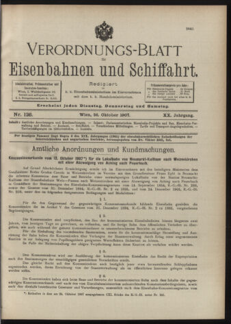 Verordnungs-Blatt für Eisenbahnen und Schiffahrt: Veröffentlichungen in Tarif- und Transport-Angelegenheiten 19071026 Seite: 1