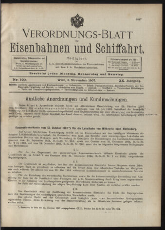 Verordnungs-Blatt für Eisenbahnen und Schiffahrt: Veröffentlichungen in Tarif- und Transport-Angelegenheiten 19071105 Seite: 1