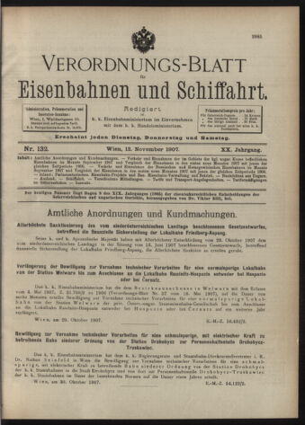 Verordnungs-Blatt für Eisenbahnen und Schiffahrt: Veröffentlichungen in Tarif- und Transport-Angelegenheiten 19071112 Seite: 1