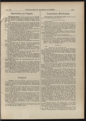 Verordnungs-Blatt für Eisenbahnen und Schiffahrt: Veröffentlichungen in Tarif- und Transport-Angelegenheiten 19071126 Seite: 5