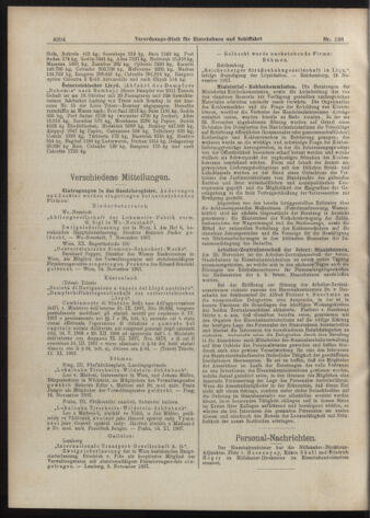 Verordnungs-Blatt für Eisenbahnen und Schiffahrt: Veröffentlichungen in Tarif- und Transport-Angelegenheiten 19071128 Seite: 8