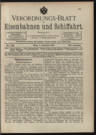 Verordnungs-Blatt für Eisenbahnen und Schiffahrt: Veröffentlichungen in Tarif- und Transport-Angelegenheiten 19071207 Seite: 1