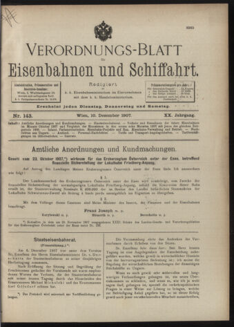 Verordnungs-Blatt für Eisenbahnen und Schiffahrt: Veröffentlichungen in Tarif- und Transport-Angelegenheiten 19071210 Seite: 1