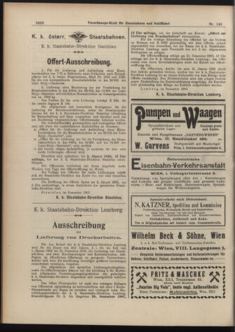 Verordnungs-Blatt für Eisenbahnen und Schiffahrt: Veröffentlichungen in Tarif- und Transport-Angelegenheiten 19071214 Seite: 8