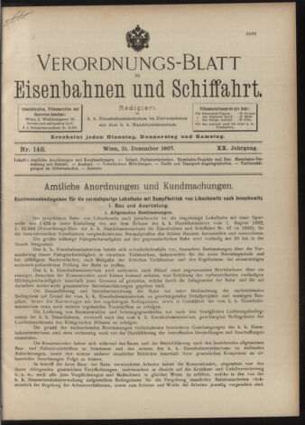 Verordnungs-Blatt für Eisenbahnen und Schiffahrt: Veröffentlichungen in Tarif- und Transport-Angelegenheiten 19071221 Seite: 1