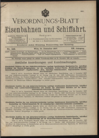 Verordnungs-Blatt für Eisenbahnen und Schiffahrt: Veröffentlichungen in Tarif- und Transport-Angelegenheiten 19071224 Seite: 1