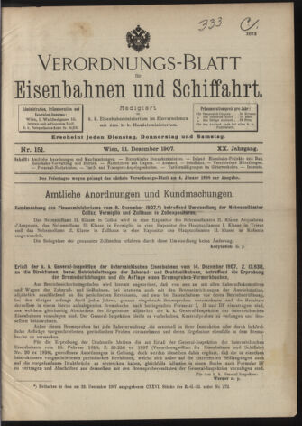 Verordnungs-Blatt für Eisenbahnen und Schiffahrt: Veröffentlichungen in Tarif- und Transport-Angelegenheiten 19071231 Seite: 1