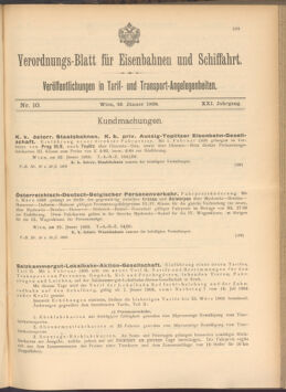 Verordnungs-Blatt für Eisenbahnen und Schiffahrt: Veröffentlichungen in Tarif- und Transport-Angelegenheiten 19080128 Seite: 1