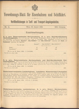 Verordnungs-Blatt für Eisenbahnen und Schiffahrt: Veröffentlichungen in Tarif- und Transport-Angelegenheiten 19080130 Seite: 1