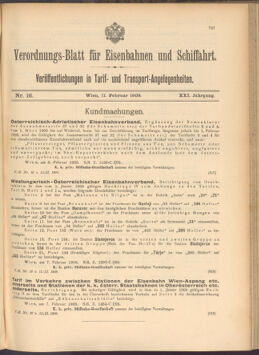 Verordnungs-Blatt für Eisenbahnen und Schiffahrt: Veröffentlichungen in Tarif- und Transport-Angelegenheiten 19080211 Seite: 1