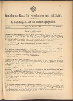 Verordnungs-Blatt für Eisenbahnen und Schiffahrt: Veröffentlichungen in Tarif- und Transport-Angelegenheiten 19080225 Seite: 1