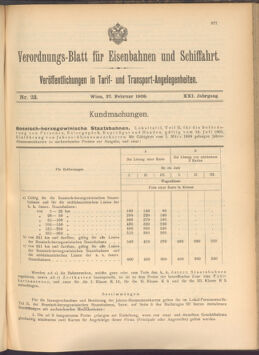 Verordnungs-Blatt für Eisenbahnen und Schiffahrt: Veröffentlichungen in Tarif- und Transport-Angelegenheiten 19080227 Seite: 1