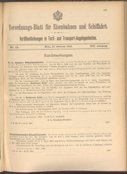 Verordnungs-Blatt für Eisenbahnen und Schiffahrt: Veröffentlichungen in Tarif- und Transport-Angelegenheiten 19080229 Seite: 1