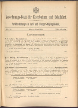 Verordnungs-Blatt für Eisenbahnen und Schiffahrt: Veröffentlichungen in Tarif- und Transport-Angelegenheiten 19080303 Seite: 1